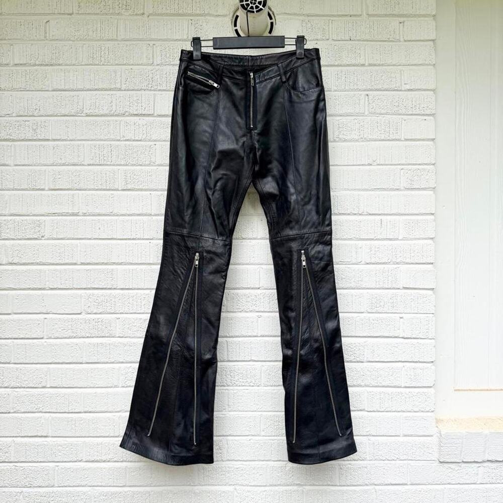 Vintage Y2K Bebe Genuine Leather Zippered Convertible Flare Pants